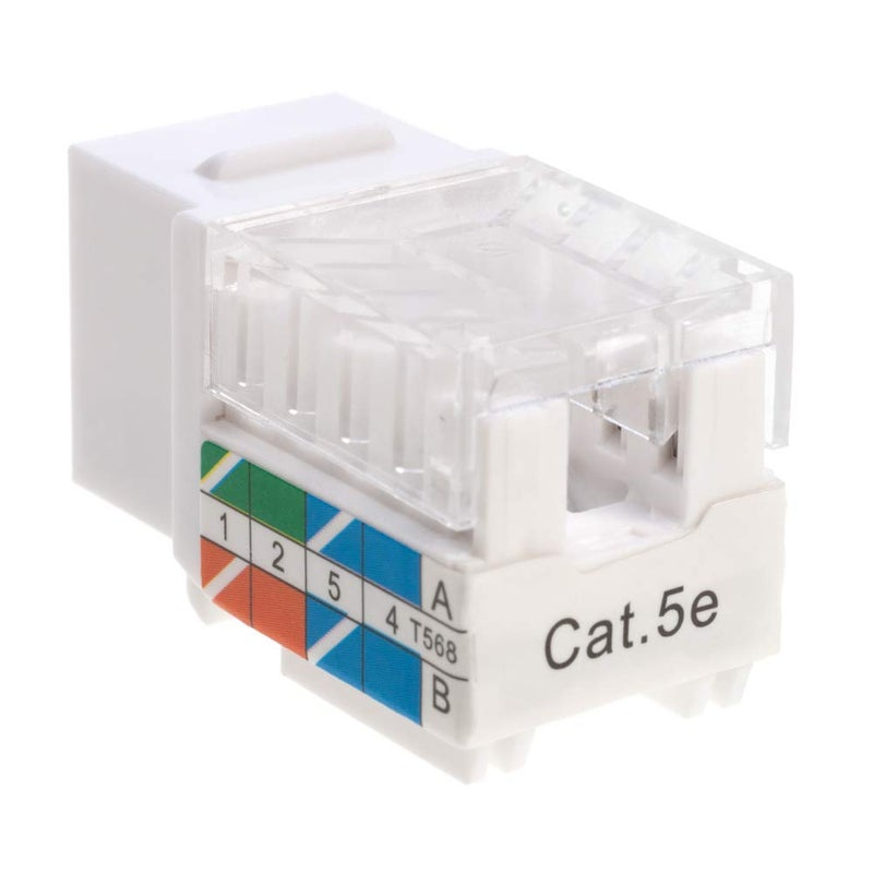 SATMAXIMUM Keystone Jack Cat5e Ethernet Wall Jack 45-Degree UTP Punch Down RJ45 Slim Profile Speed Termination White â€“ Pack of 5/10/20/30/50 - Easier Termination Than 90-Degree (30) - Image 4